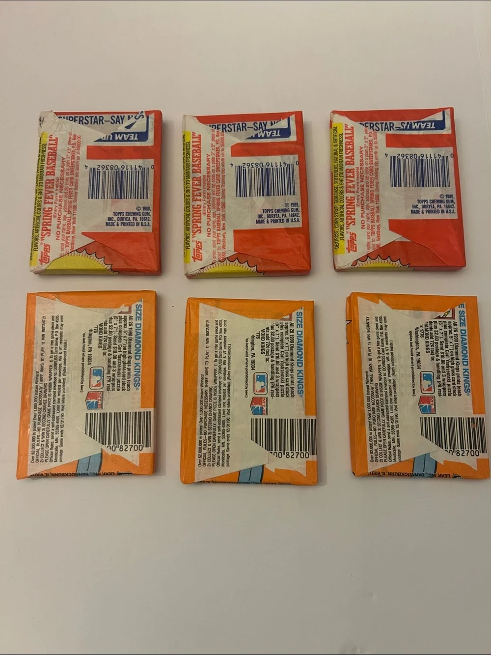 Lot of 6 Unopened Vintage Baseball Cards